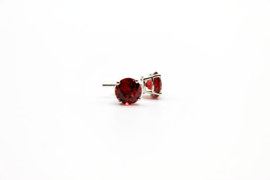 14K White Gold Garnet Earrings