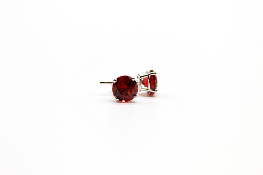 14K White Gold Garnet Earrings