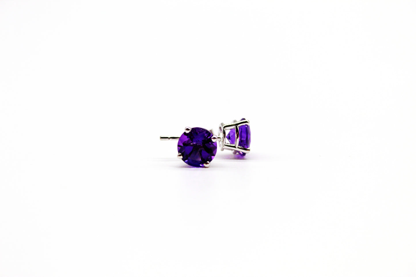 14K White Gold Amethyst Earrings