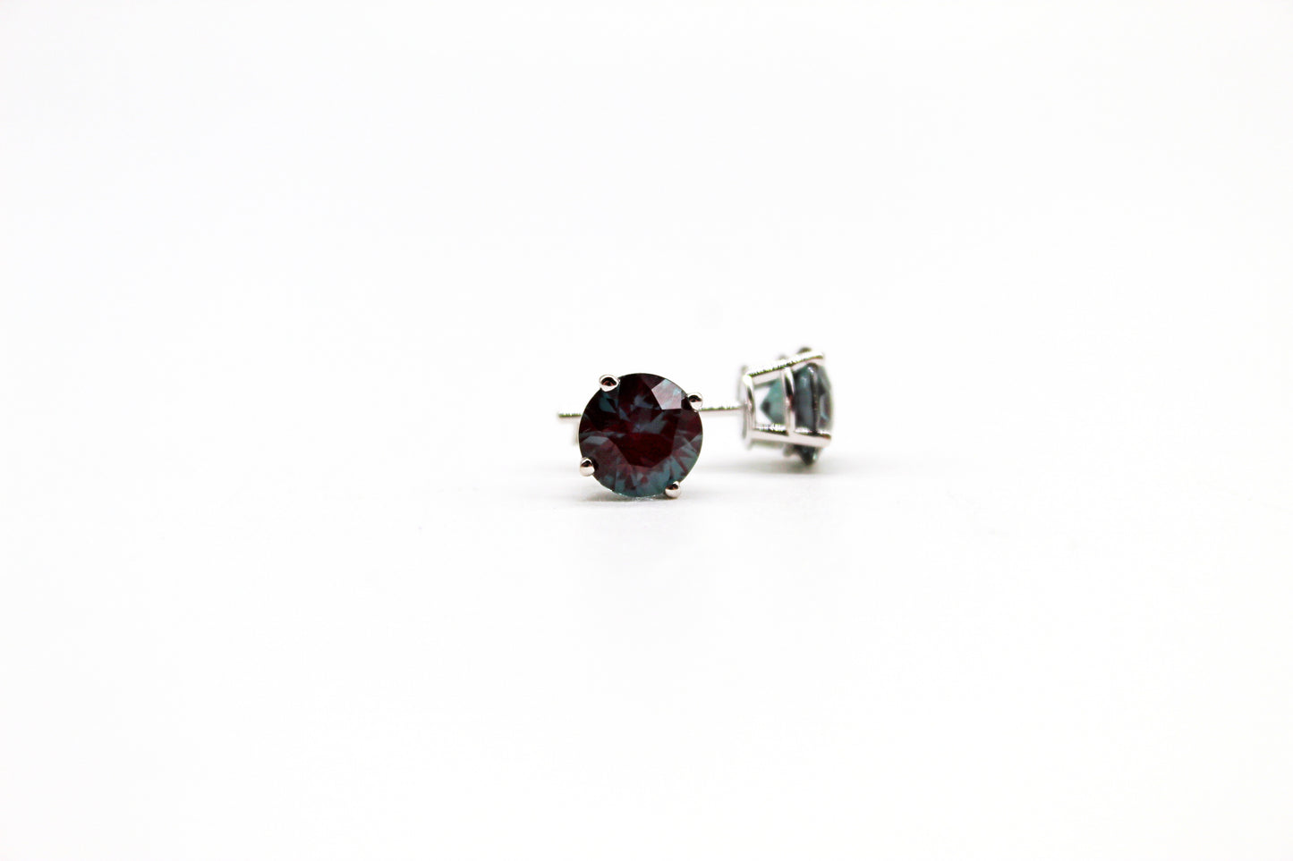 14K White Gold Created Alexandrite Earrings