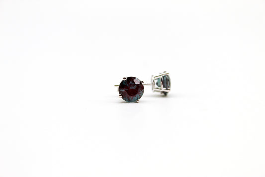 14K White Gold Created Alexandrite Earrings