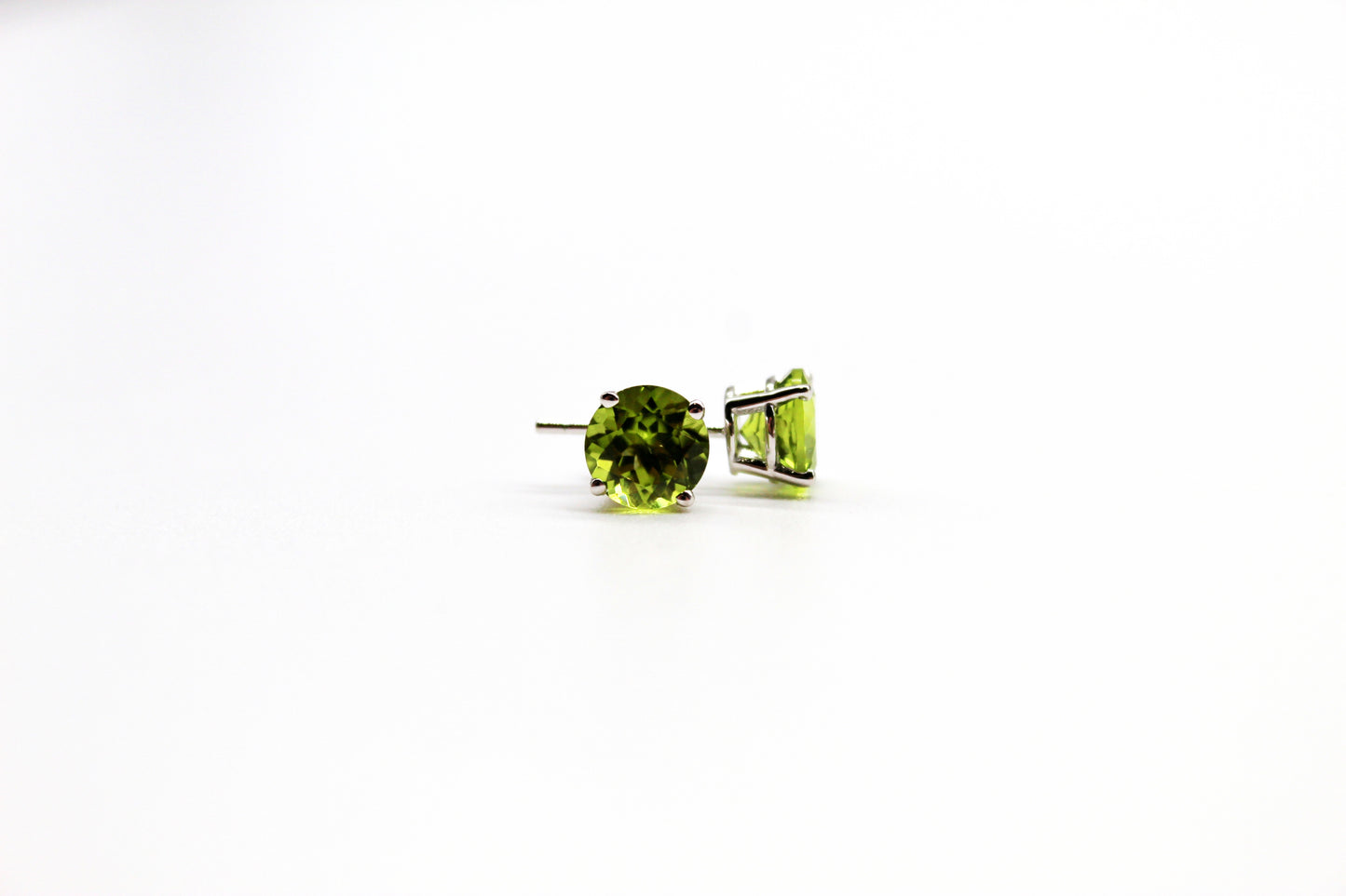 14K White Gold Peridot Earrings