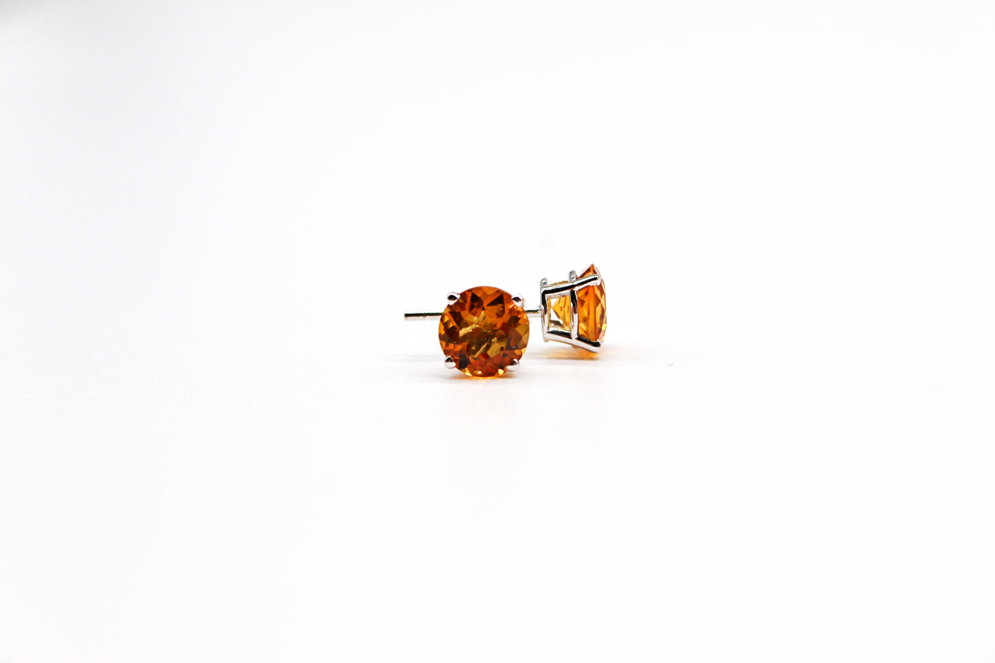 14K White Gold Citrine Earrings