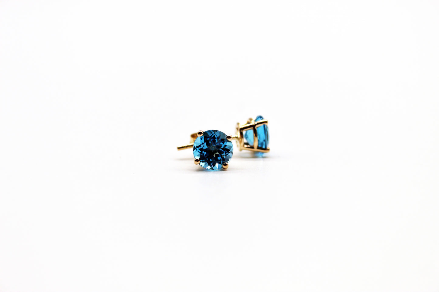 14K Yellow Gold Blue Topaz Earrings