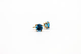 14K Yellow Gold Blue Topaz Earrings
