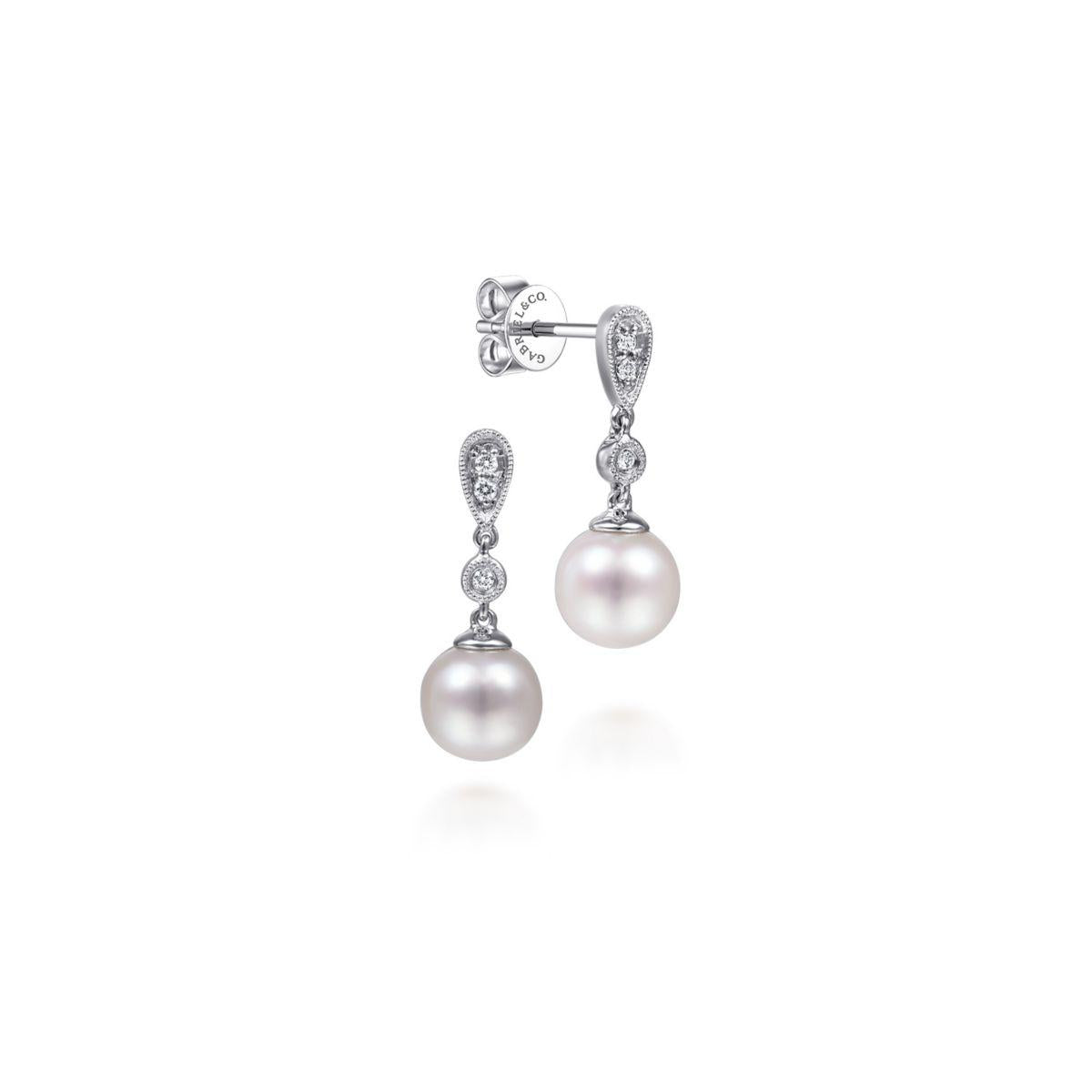 Diamond & Pearl Drop Earrings