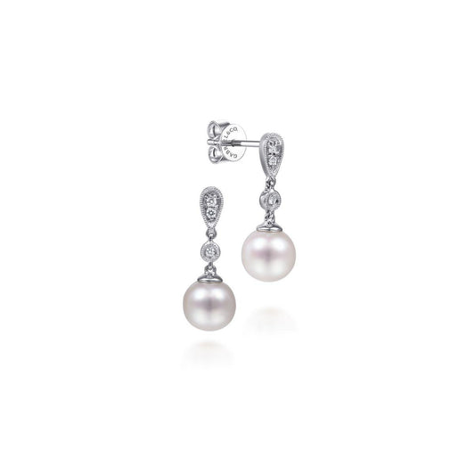 Diamond & Pearl Drop Earrings