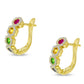 14K Yellow Gold Rainbow Sapphire Hexagon Earrings