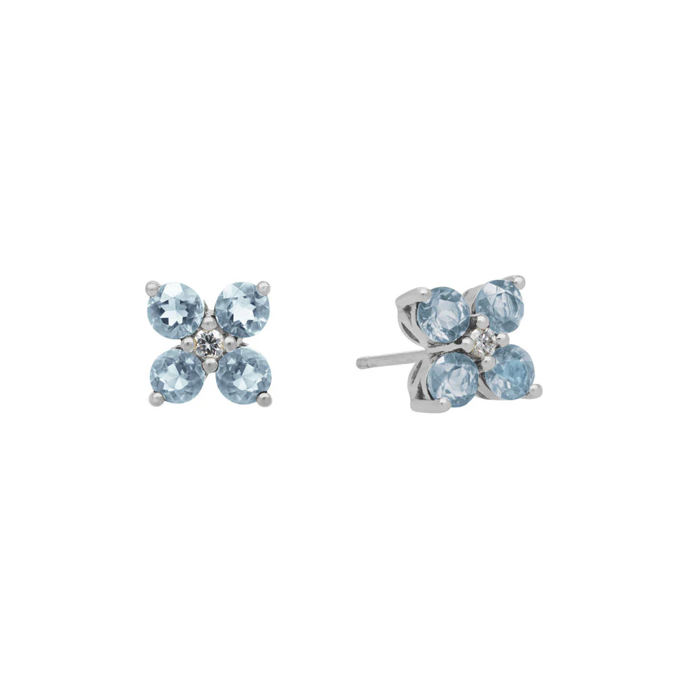 Diamond Flower Stud Earrings