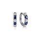 14K White Gold Oval Sapphire & Diamond Huggie Earrings