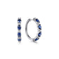 14K White Gold Shared Prong Oval Sapphire & Diamond Classic Hoop Earrings