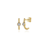 14K White Sapphire J Hoop Bujukan Earrings