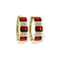 14K Garnet & Diamond Bezel Station Hoop Earrings