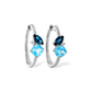 14K White Gold Blue Topaz & Diamond Hoop Earrings