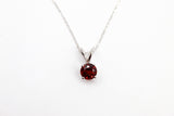 14K White Gold Garnet Pendant Necklace