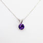 14K White Gold  Amethyst Pendant Necklace