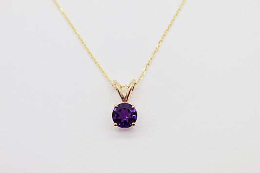 14K Yellow Gold Amethyst Pendant Necklace