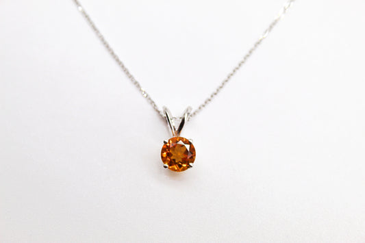 14K White Gold Citrine Pendant Necklace