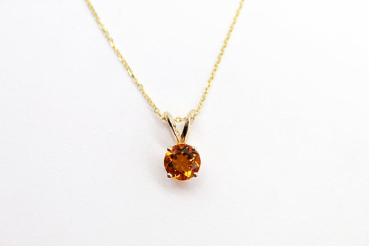 14K Yellow Gold Citrine Pendant Necklace