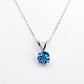 14K White Gold Blue Topaz Pendant Necklace