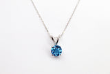 14K White Gold Blue Topaz Pendant Necklace