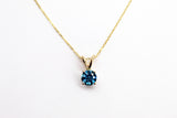 14K Yellow Gold Blue Topaz Pendant Necklace
