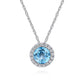 Blue Topaz And Diamond Halo Necklace