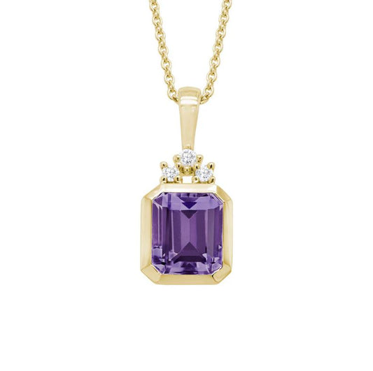 14K Y/G Amethyst w/Diamond Pendant