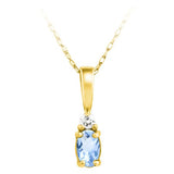 14K Yellow Gold Aquamarine & Diamond Pendant Necklace