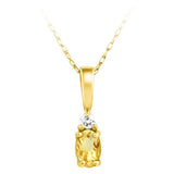 14K Yellow Gold Citrine & Diamond Pendant Necklace - 0.03Ctw