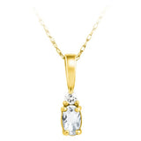 14K Yellow Gold White Topaz & Diamond Pendant Necklace - 0.03Ctw