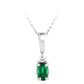 14K White Gold Created Emerald & Diamond Pendant Necklace - 0.03Ctw