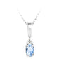14K White Gold Aquamarine & Diamond Pendant Necklace