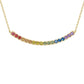 14K Y/G Multi Sapphire Curved Bar Necklace