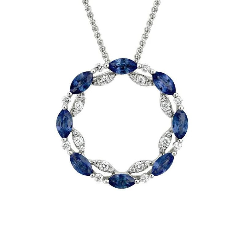 14K W/G Sapphire & Diamond Circle Pendant