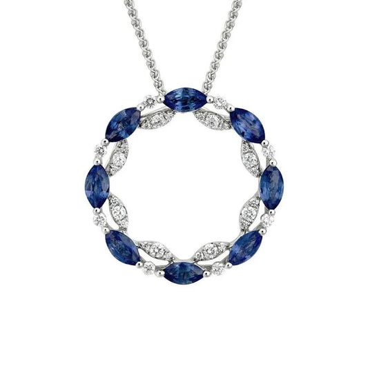14K W/G Sapphire & Diamond Circle Pendant
