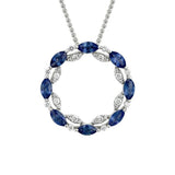 14K W/G Sapphire & Diamond Circle Pendant