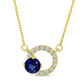 14K Sapphire & Diamond Circle Pendant Necklace