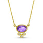 14K Amethyst & Diamond Milgrain Pendant Necklace