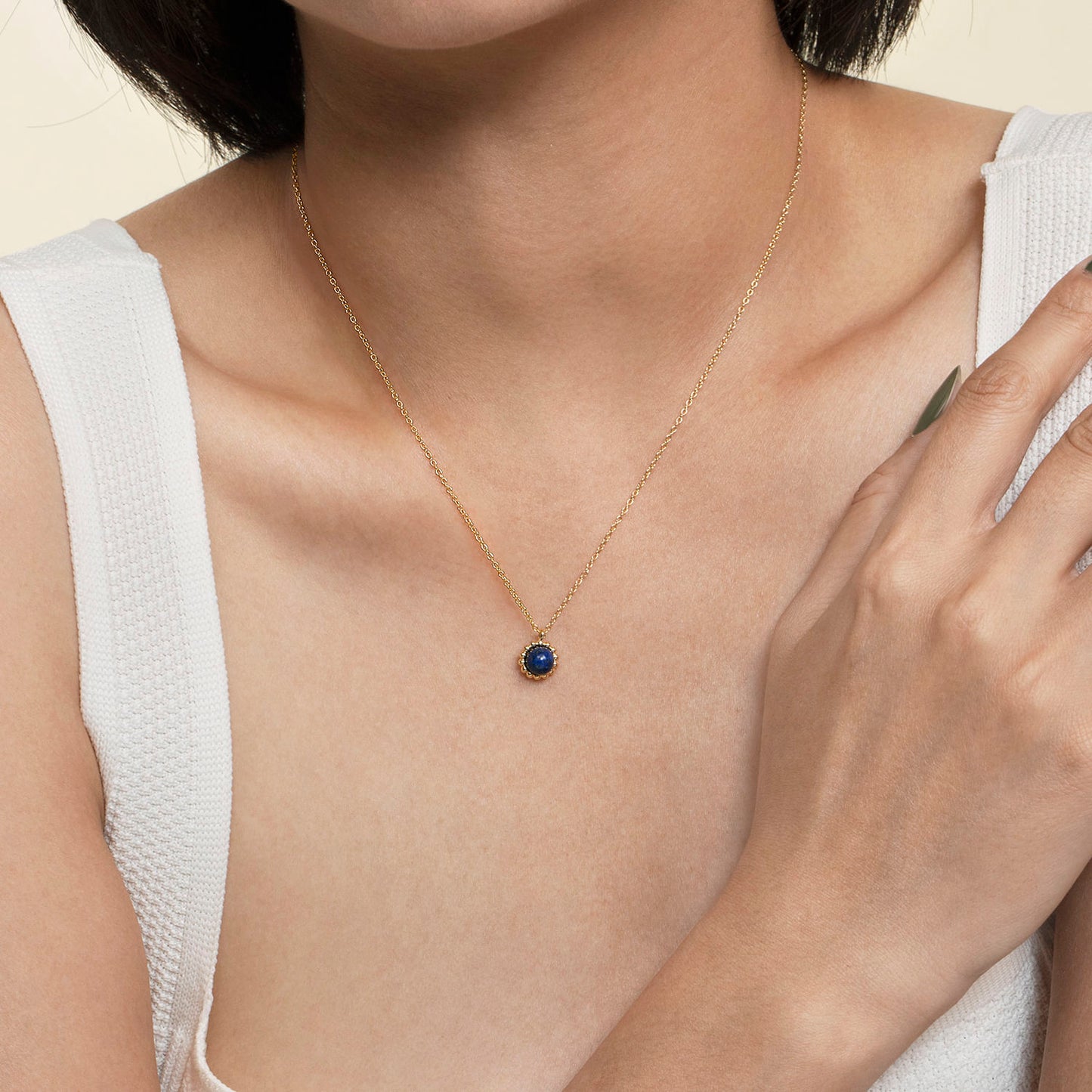 14K Yellow Gold Bujukan Lapis Pendant Necklace