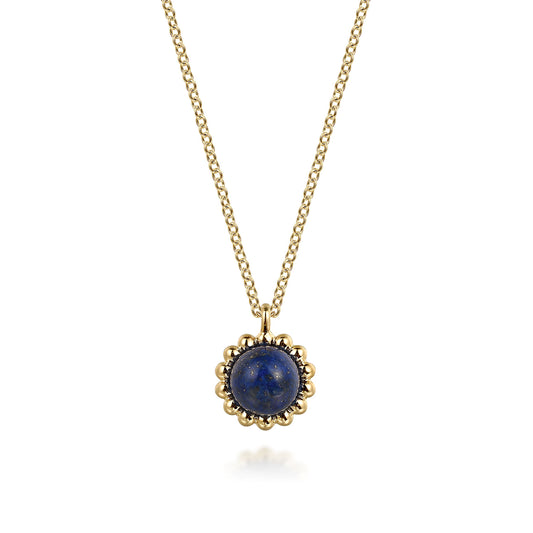 14K Yellow Gold Bujukan Lapis Pendant Necklace