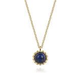 14K Yellow Gold Bujukan Lapis Pendant Necklace