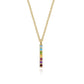 14K Yellow Gold Rainbow Color Bar Pendant Necklace