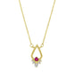 14K Yellow Gold Ruby & Diamond Triangle Pendant Necklace