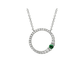 14K White Gold Open Diamond Circle with Emerald Pendant