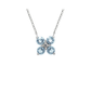 14K White Gold Aqua with Diamond Flower Pendant