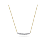Bar Necklace Straight 14K White and Yellow Gold White Sapphire