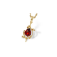 14K Pear Shaped Garnet & Diamond Milgrain Leaf Pendant Necklace