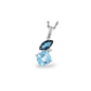 14K White Gold Blue Topaz & Diamond Pendant Necklace
