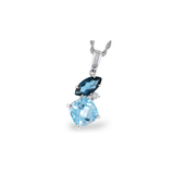 14K White Gold Blue Topaz & Diamond Pendant Necklace
